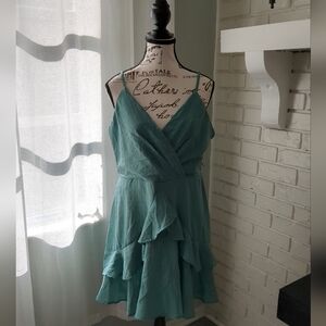 Trixxi Teal Ruffle Dress